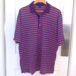 Jeff Rose Polo Golf Stripe Cotton Shirt Purple Multi Italy Mens Size L